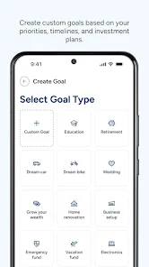 SiP24Seven app screen for creating a custom investment goal
